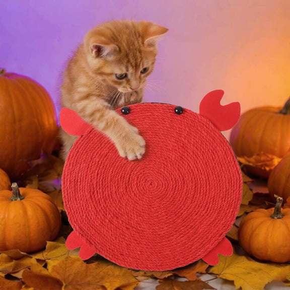 Natural Sisal Cat Scratching Mat Halloween Pumpkin Crab Cat Scratcher Pad Wear Resistant Pet Play Toy for Indoor Kittens Adult Cats