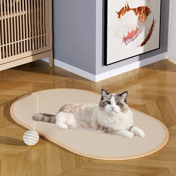 Natural Sisal Cat Scratching Mat | Wall-Mountable or Flat | Sofa Protection Pad | 55x33cm | Self- | No-Punch Installation | Beige | Durable Claw Sharpener | Cat Toy & Mattress