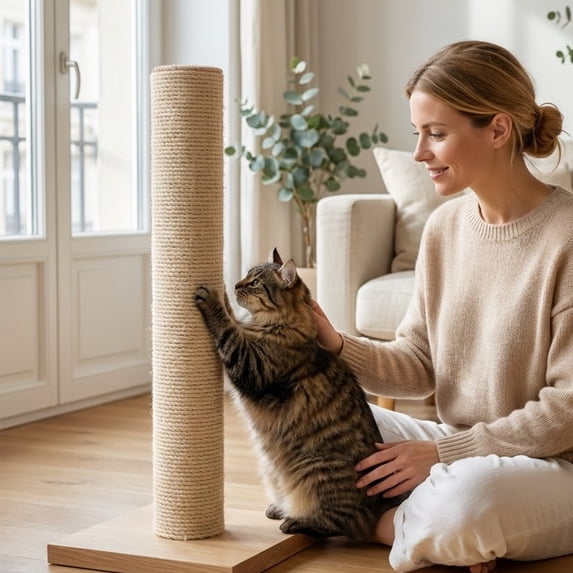 Natural Sisal Cats Scratching Post Refill DIY Replacement Column for Trees Cages and Wall Mounted Play Centers, Beige 6x2.4 inch