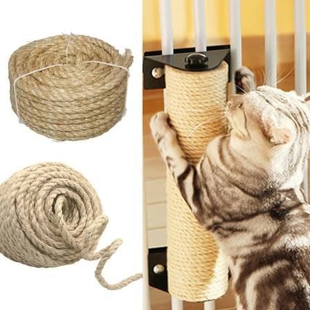 Natural Sisal Rope Heavy Duty Cat Scratcher Replacement Twine for Cat Scratching Post DIY Crafts Gardening-Brown,S