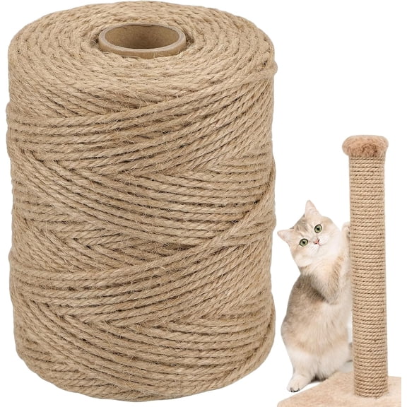 Natural Sisal Rope for Cat Scratcher, 1/4in x 164ft Twine for Cat Tree