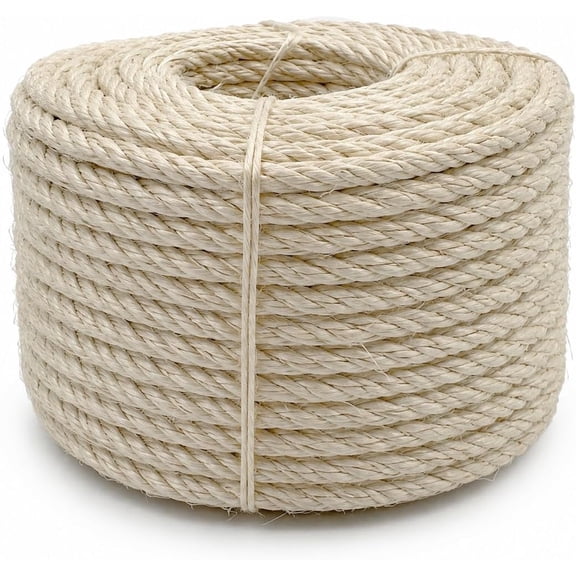 Natural Sisal Rope for Cat Trees, Scratching Posts and Crafts (5/32" x 50FT)