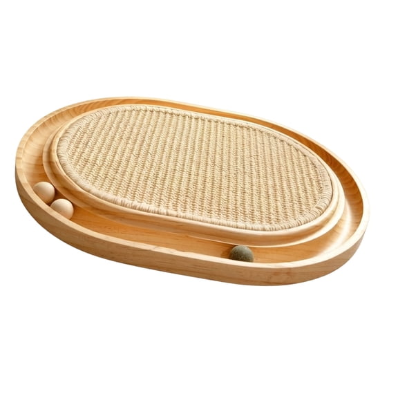 Natural Sisal Scratcher With 5 Rolling Spheres Featuring Sound For Indoor Cats