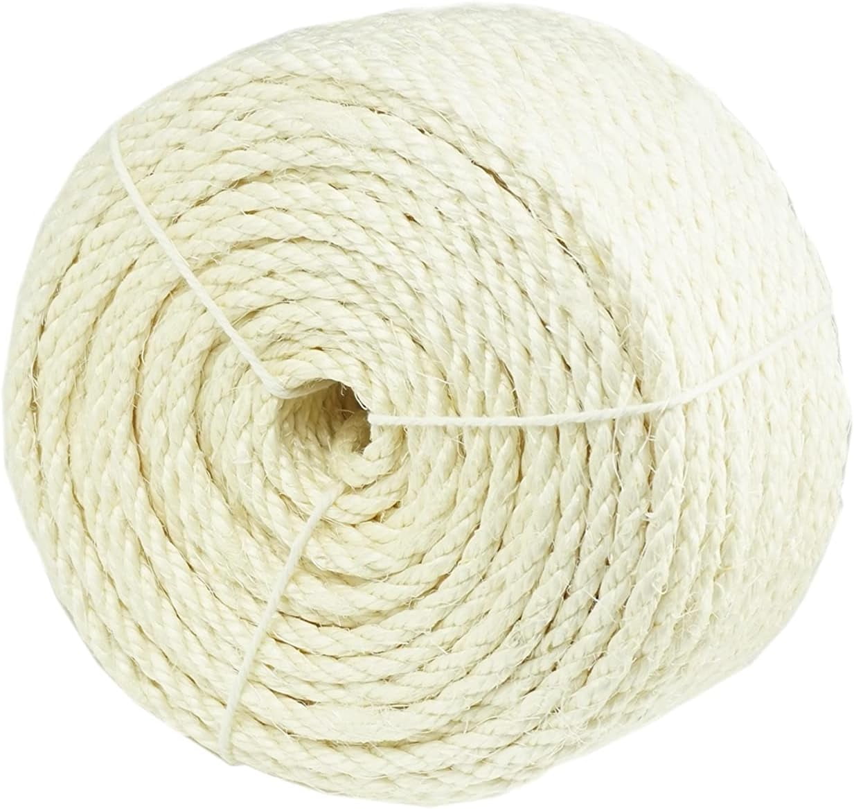 Natural Sisal White Rope for Cat Scratcher Scratching Post Replacement 1/4 inch Cat Tree Sisal Rope for Repairing, Recovering or DIY Cat Scratcher 50/100 / 164 Feet