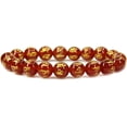 thumbnail image 1 of Natural Six Word Red Agate Genuine Semi Precious Gemstones Healing 10mm Beaded Stretch Bracelet 7" Unisex, 1 of 4