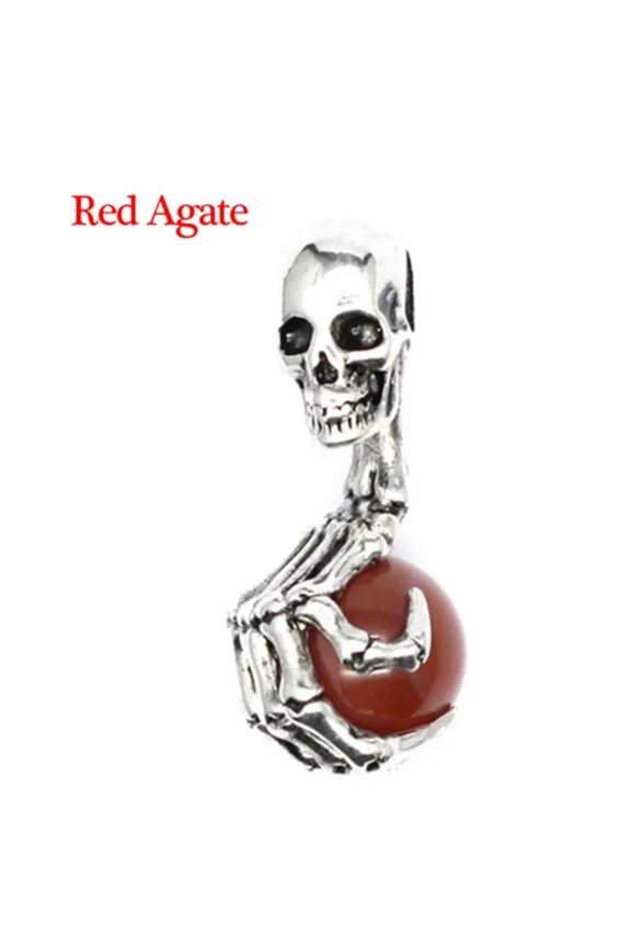 Natural Skeleton Skull Crystal Bead Ball Pendant Head Claw Ghost Hand Stone Punk