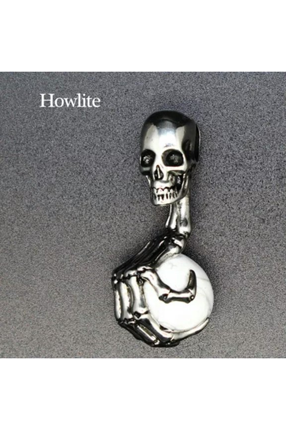 Natural Skeleton Skull Crystal Bead Ball Pendant Head Claw Ghost Hand Stone Punk