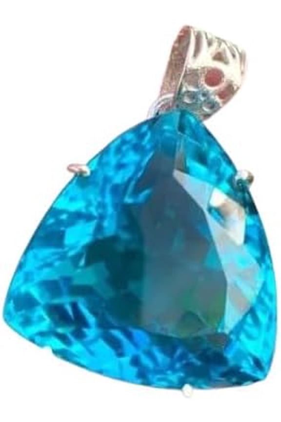 Natural Sky Blue Topaz 925 Solid Silver Pendant 94.00 Ct Trillion Cut Gemstone