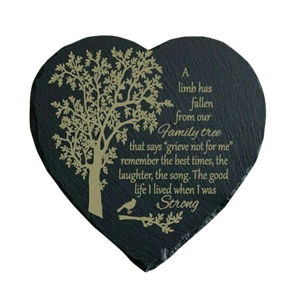 Natural Slate Heart Memorial Stone Ornament - Handcrafted Keepsake Pendant to Honor Loved Ones, for Tabletop, Cemetery, Or Garden Remembrance Display Harlik