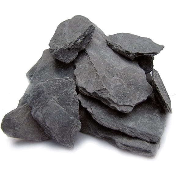 Natural Slate Stone 1 to 3 Inches - USA Sourced and Packaged for Aquascaping Aquariums, Terrariums, Paludariums, Reptile Enclosures, Wargaming, Models, Mosaic Art, Miniature Fairy Gardens (2lbs Grey)