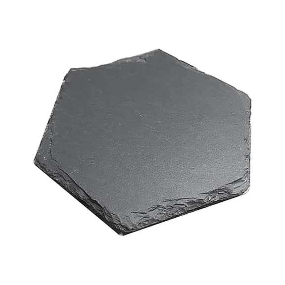 Natural Slate Stone Coasters Set, Assorted Shapes Round Heart Square Hexagon Drink Mats, Stone Table Protection for Home Bar Decor
