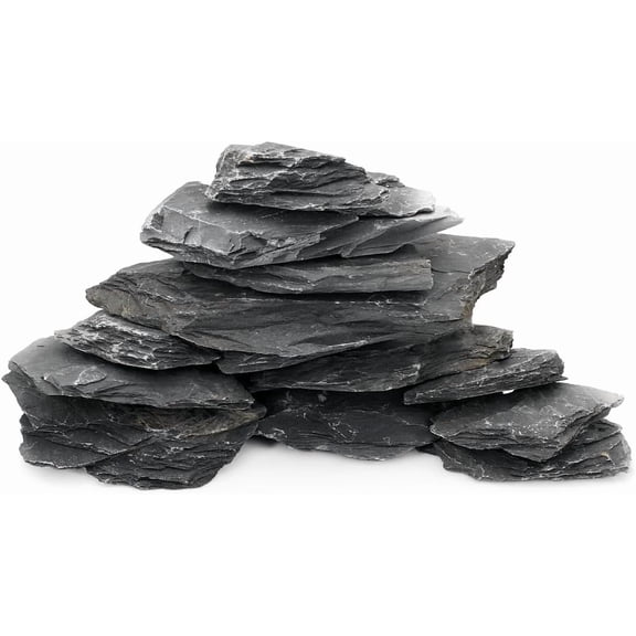 Natural Slate Stone Reptile Basking Platform Rocks 20lb Tortoise Habitat Flat Rocks for Aquarium Amphibian Vivariums Paludarium Garden Landscaping and Model Railroad(2-8 inches)