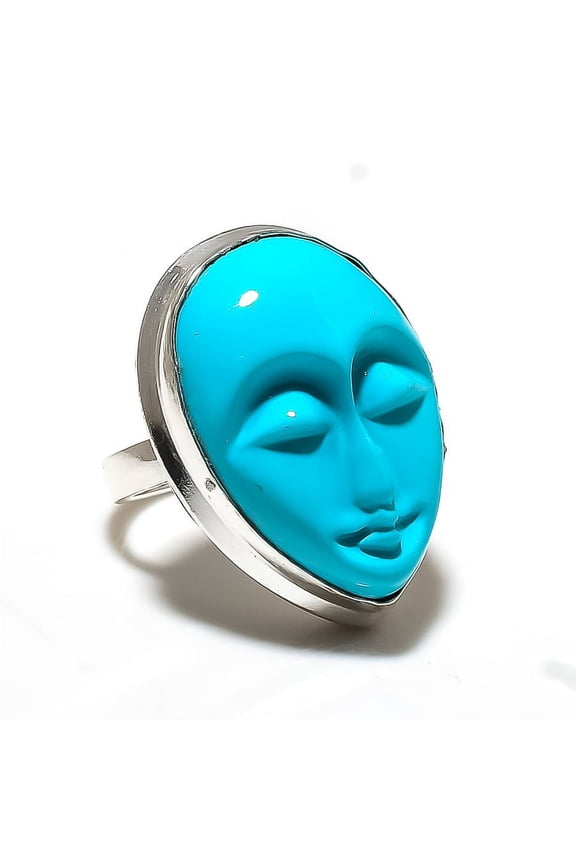 Natural Sleeping Turquoise Handmade 925 Sterling Silver Ring Size 7.5