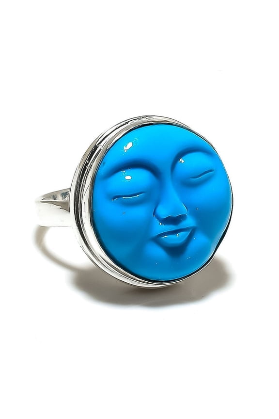 Natural Sleeping Turquoise Handmade 925 Sterling Silver Ring Size 8.5
