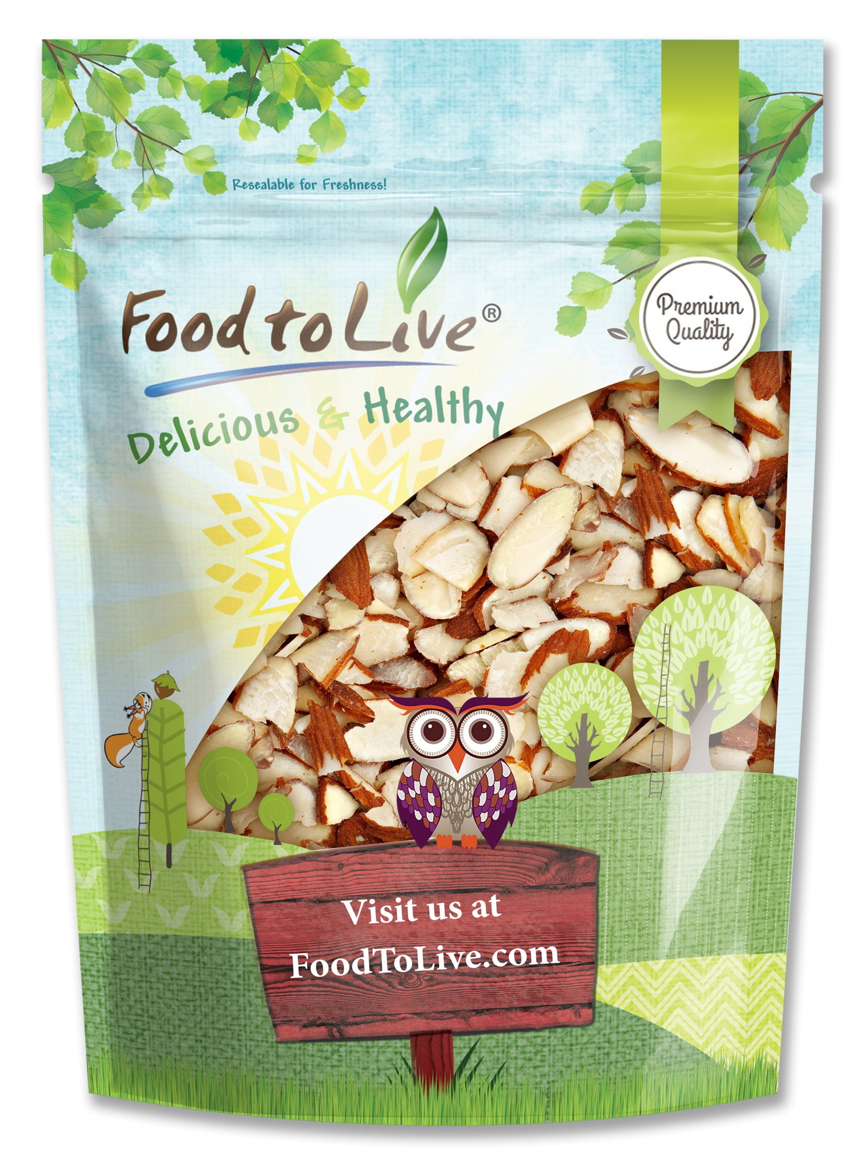 Natural Sliced Almonds, 4 Pounds — Kosher, Raw, Vegan — by Food to Live