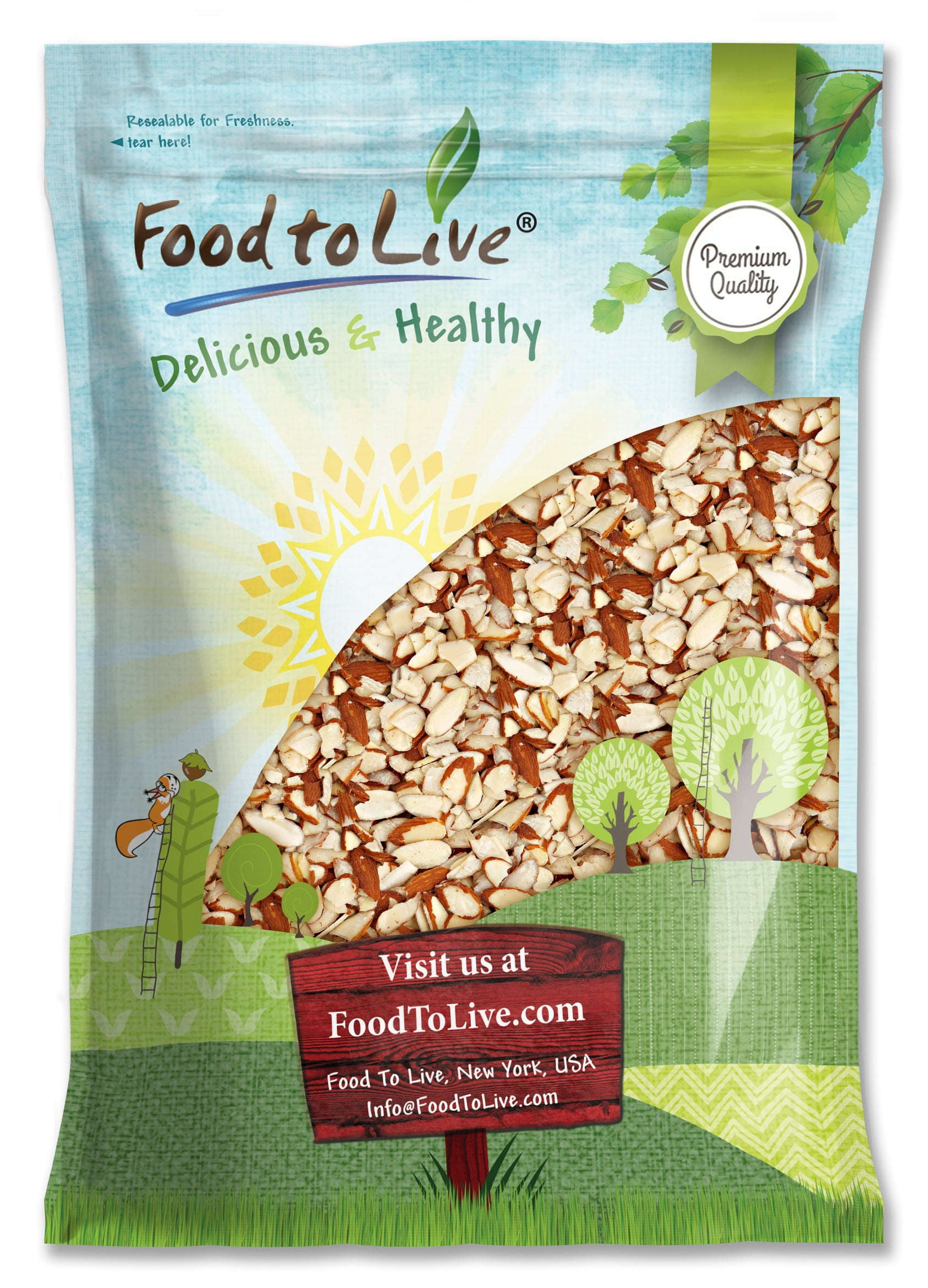 Natural Sliced Almonds, 6 Pounds — Kosher, Raw, Vegan — by Food to Live