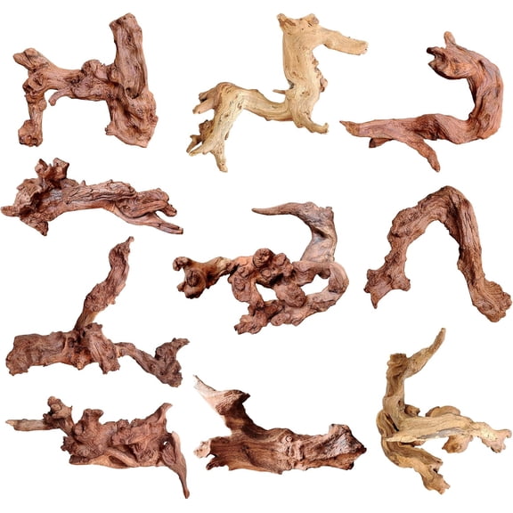 Natural Small Driftwood for Aquarium Decor Reptile Decor, Assorted Driftwood Branch 2-4.5" 10 Pcs, Fish Tank Decorations