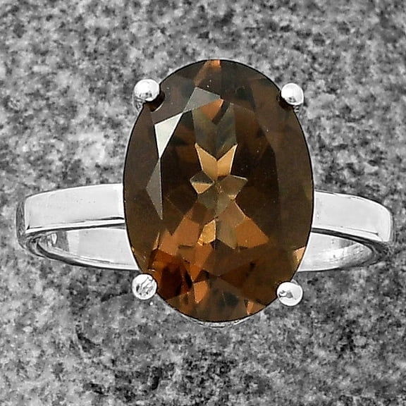 Natural Smoky Quartz - Brazil 925 Sterling Silver Ring s.8 Jewelry DGR1112_D_8 R-1019