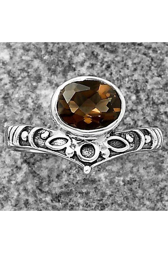 Natural Smoky Quartz - Brazil 925 Sterling Silver Ring s.8 Jewelry DGR1121_F_8 R-1046