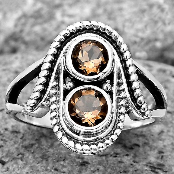 Natural Smoky Quartz - Brazil 925 Sterling Silver Ring s.8 Jewelry R-1027 SDR195719