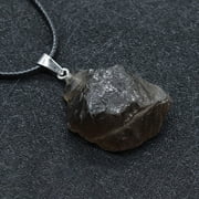 Natural Smoky Quartz Raw Rough Pendant Necklace Black Leather Cord Necklaces for Women 17.72 inch45cm Smoky Quartz