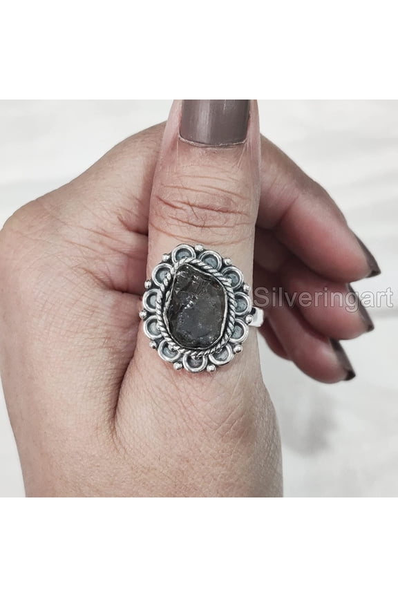 Natural Smoky Quartz Ring, Rough Quartz Gemstone Ring, Birthstone, Bohemian Ring, 925 Sterling Silver, Womens Ring, Christmas, Thanksgiving, Handmade, Statement Jewelry, Rough Gemstone Jewelry