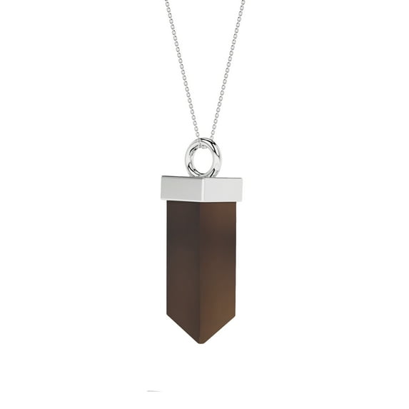 Natural Smoky Quartz Square Shape Pendant Necklace in Sterling Silver for Women with 18-inch Adj. Chain, November Birthstone Jewelry for Her Birthday, Wedding Anniversary, Christmas, Mothers Day
