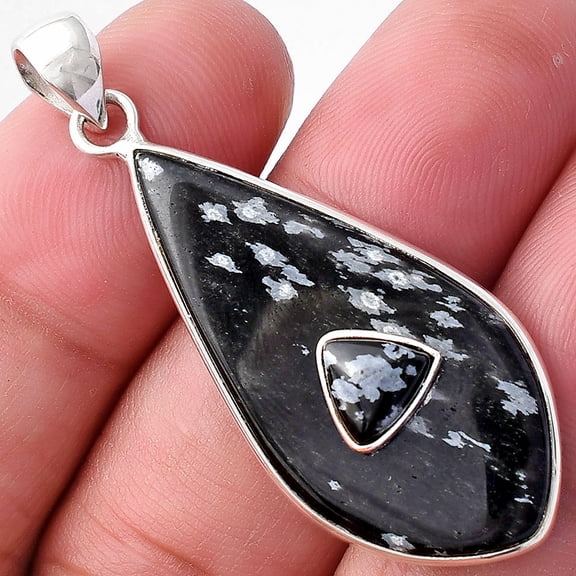 Natural Snow Flake Obsidian 925 Sterling Silver Pendant Jewelry P-1323 SDP143683