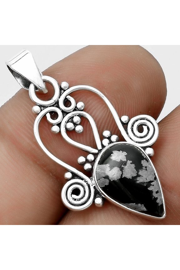 Natural Snow Flake Obsidian 925 Sterling Silver Pendant Jewelry P-1553 SDP121820