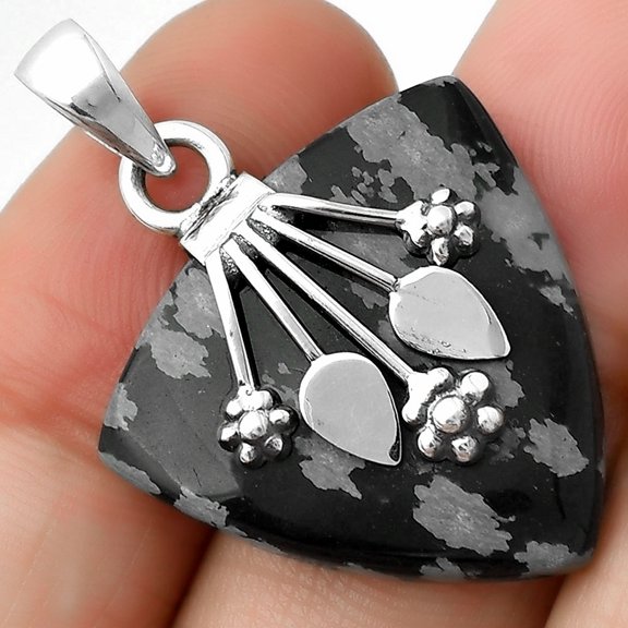 Natural Snow Flake Obsidian 925 Sterling Silver Pendant Jewelry P-1647 SDP111354