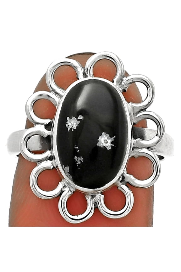 Natural Snow Flake Obsidian 925 Sterling Silver Ring s.7.5 Jewelry R-1527 SDR184472