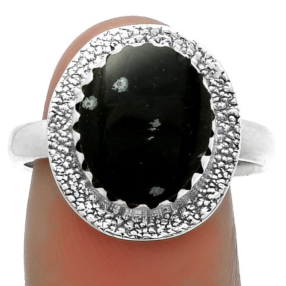 Natural Snow Flake Obsidian 925 Sterling Silver Ring s.9 Jewelry R-1649 SDR175524