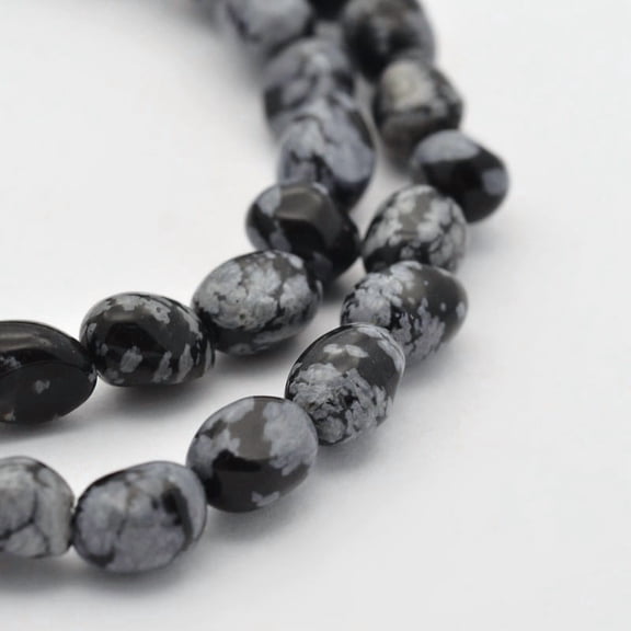 Natural Snowflake Obsidian Bead Strands Tumbled Stone 5~7X5~7mm Hole: 1mm about 15.7 inch