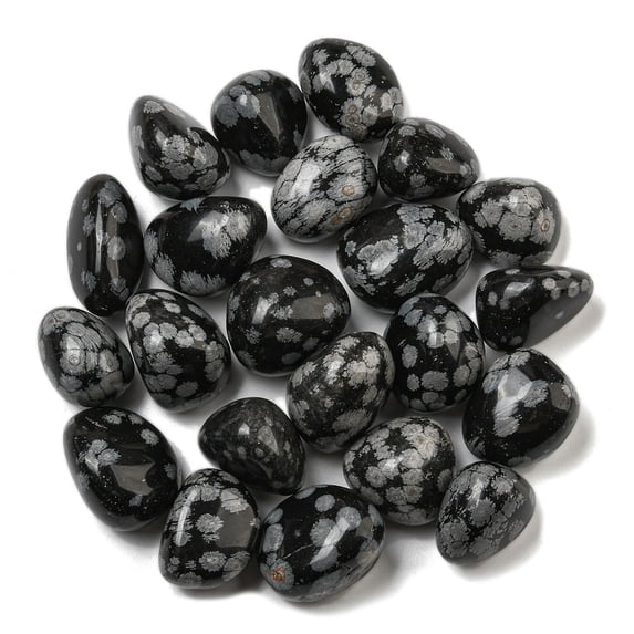 Natural Snowflake Obsidian Beads No Hole Tumbled Stone 21~25x18~22x15~19mm 116pcs/1000g
