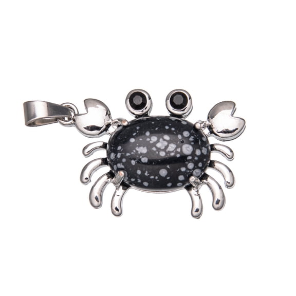 Natural Snowflake Obsidian Pendants Crab 20mm