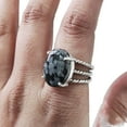 thumbnail image 1 of Natural Snowflake Obsidian Ring, Snowflake Obsidian Ring, Birthstone, 3 Twisted Band, 925 Sterling Silver, Womens Ring, Christmas, Thanksgiving, Handmade, Statement Jewelry, Natural Gemstone Ring, 1 of 6