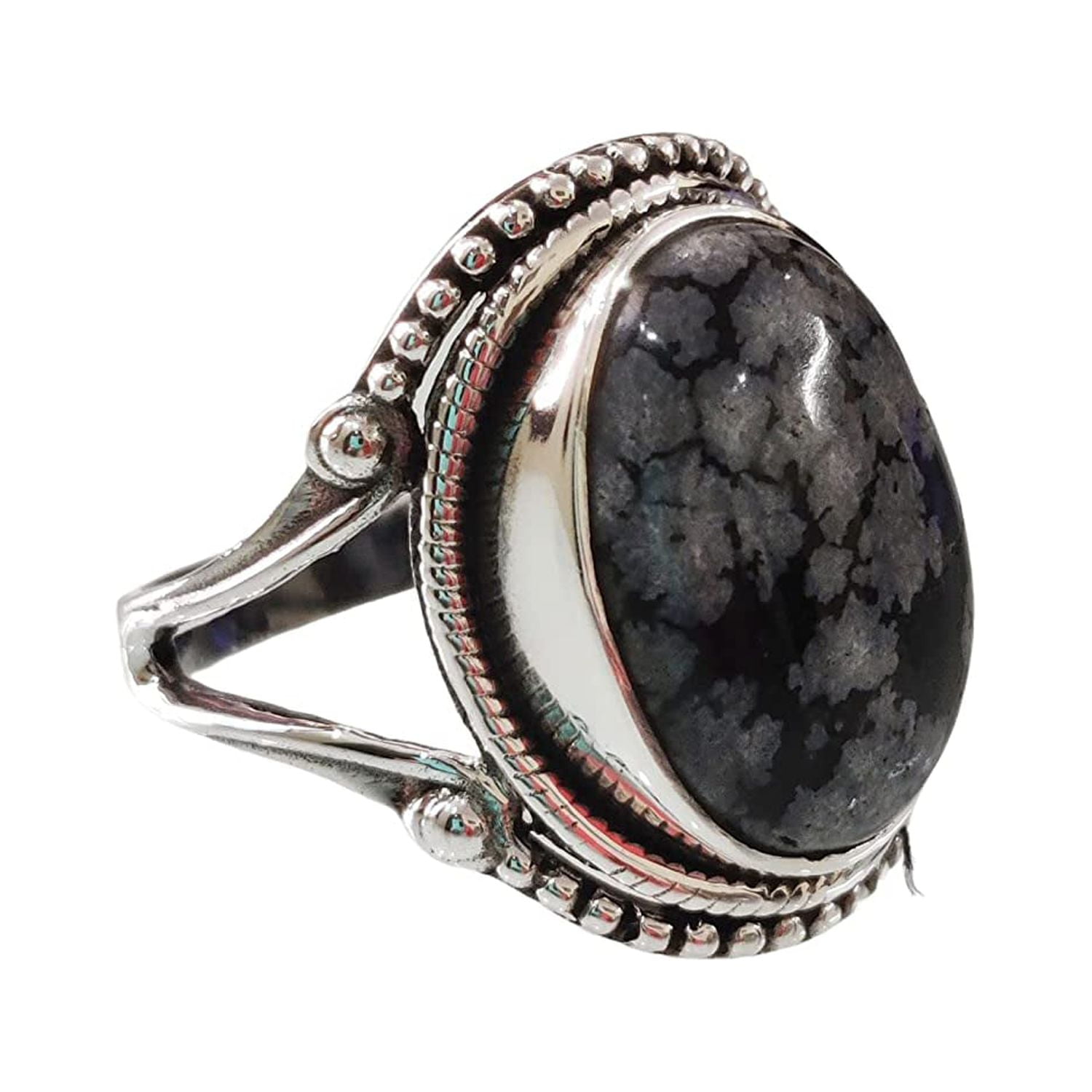 1pcs/lot natural stone obsidian ring men's low-key luxury texture  adjustable S925 Sterling Silver black jewelry mystery collect