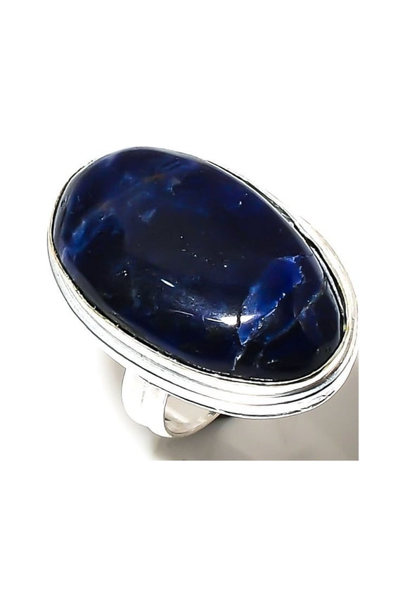 Natural Sodalite Gemstone Handmade 925 Sterling Silver Gift Ring Size 6.5