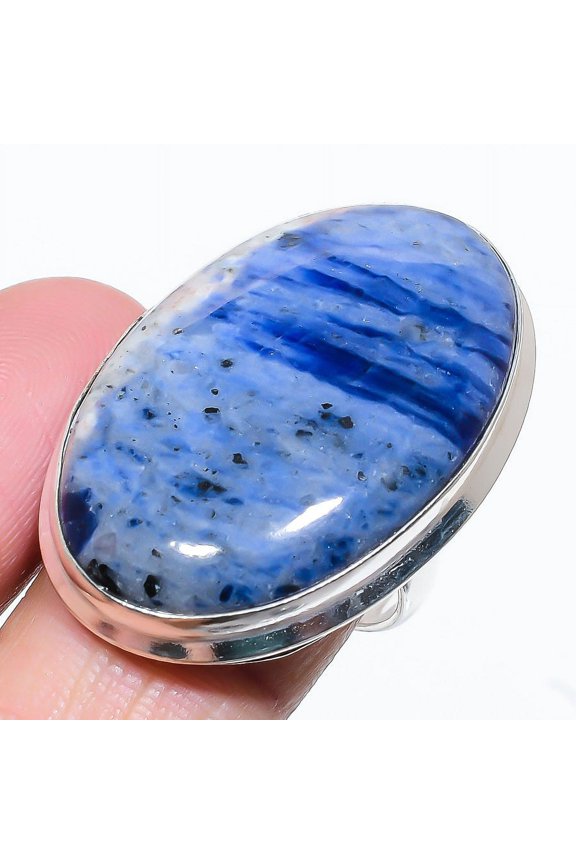Natural Sodalite Gemstone Handmade 925 Sterling Silver Gift Ring Size 7