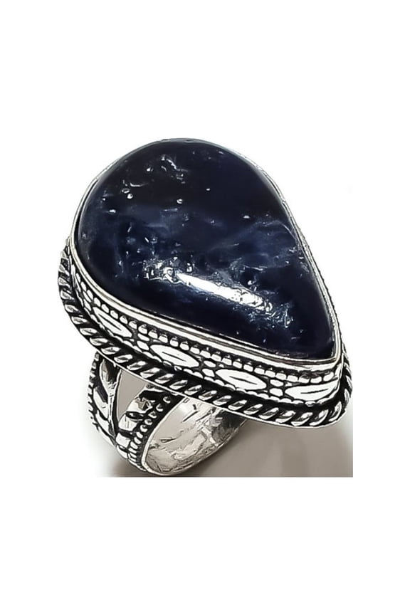 Natural Sodalite Gemstone Handmade 925 Sterling Silver Ring Size 8.5