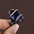thumbnail image 1 of Natural Sodalite Gemstone Handmade Copper Wire Wrap Gift Ring Size 6.5, 1 of 4
