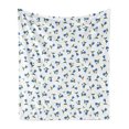 thumbnail image 1 of Natural Soft Flannel Fleece Throw Blanket, Blue Flowers and Buds Pattern and Leaves with Floral Ornaments, Cozy Plush for Indoor and Outdoor Use, 60" x 80", White Blue, by Ambesonne, 1 of 5