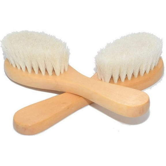 Natural Soft Wool Bristles Facial Cleansing Brush, Face Skin Care Exfoliating Scrub Brush, 2 Pack Wood Handle Face Brush Cleanser.
