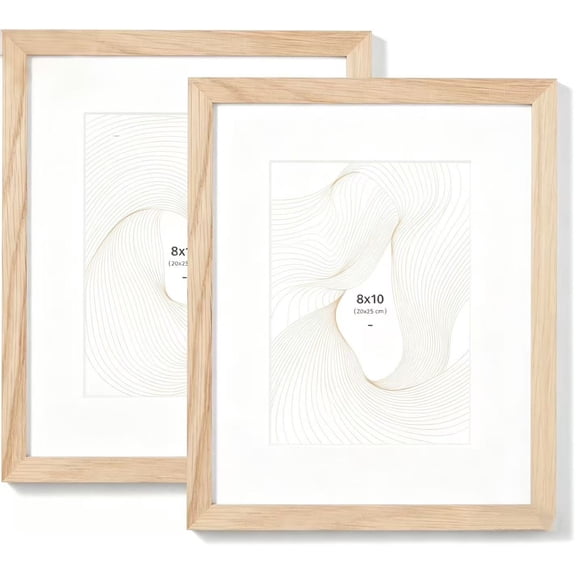 Natural Solid Oak Wood Picture Frames – Set of 2, 8x10 Inch Includes mat. Wall or tabletop display. Fits 5x7 with mat, 8x10 without mat. Ideal for office, gallery, and home.
