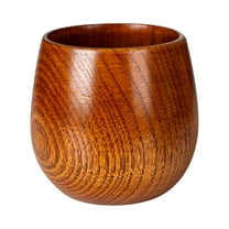 Natural Solid Wood Big Belly Cup – Handmade 300ML Nonscalding Mug, Vintage Style for Hot/Cold Drinks & Outdoor Camping Adventures F