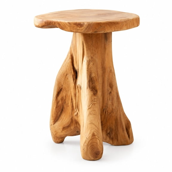 Natural Solid Wood Live Edge Side Table 14x13x18 inch Plant Stand - Rustic Tree Stump Accent End Table for Farmhouse Living Room Bedroom Garden Outdoor Home Decor