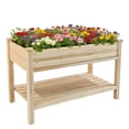 thumbnail image 1 of Natural Solid Wood Raised Garden Bed 48x23x311 Inch Elevated Planter with Water Collection Tray Storage Shelf Protective Liner, 1 of 10