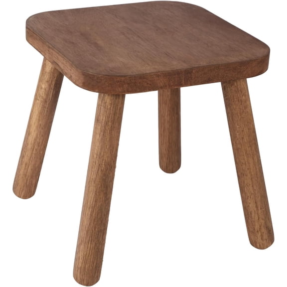 Natural Solid Wood Step Stool Wood Stool for Kids 11.7'' Sturdy Sitting Stool Wooden Step Stool for Adults Square Stool Wood Plant Stand Small Foot Stool with Four Detachable and Assembled Legs