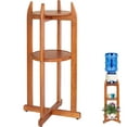 thumbnail image 1 of Natural Solid Wood Water Dispenser Floor Stand (32.8"Hight-11.2"Wide) Drink Dispenser Floor Stand with 2 Round Shelfs Included for 1-5 Gallon Water Bottles/Crocks/Jug(Bottles/Crocks/Jug not Included), 1 of 8