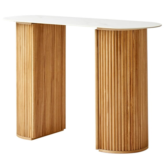 Natural Solid Wood and Marble Top Console Sea Side Style Living Room